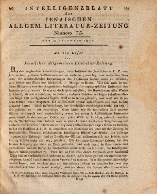 Jenaische allgemeine Literatur-Zeitung vom Jahre ... Mittwoch 23. Dezember 1812