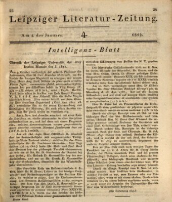 Leipziger Literaturzeitung Samstag 4. Januar 1812