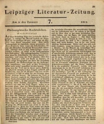 Leipziger Literaturzeitung Mittwoch 8. Januar 1812