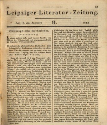 Leipziger Literaturzeitung Montag 13. Januar 1812