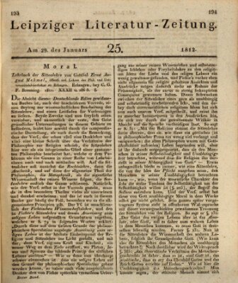 Leipziger Literaturzeitung Mittwoch 29. Januar 1812