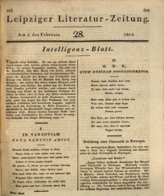 Leipziger Literaturzeitung Samstag 1. Februar 1812