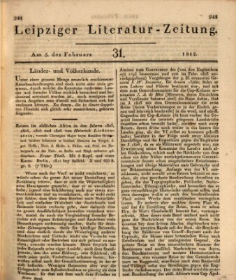 Leipziger Literaturzeitung Mittwoch 5. Februar 1812