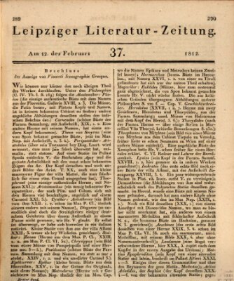 Leipziger Literaturzeitung Mittwoch 12. Februar 1812