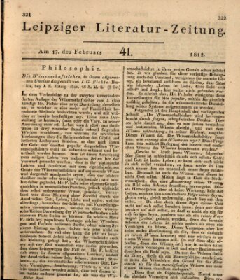 Leipziger Literaturzeitung Montag 17. Februar 1812