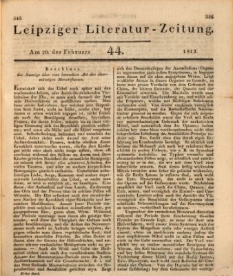 Leipziger Literaturzeitung Donnerstag 20. Februar 1812