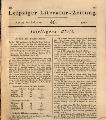 Leipziger Literaturzeitung Samstag 22. Februar 1812