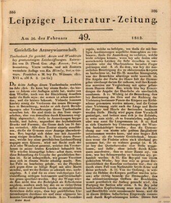 Leipziger Literaturzeitung Mittwoch 26. Februar 1812