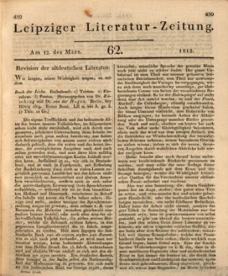 Leipziger Literaturzeitung Donnerstag 12. März 1812