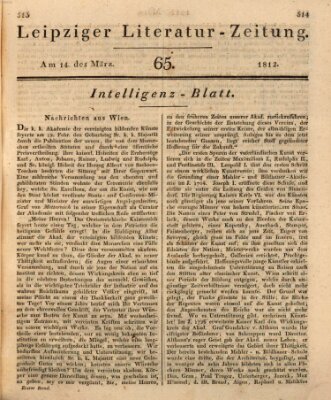 Leipziger Literaturzeitung Sonntag 15. März 1812