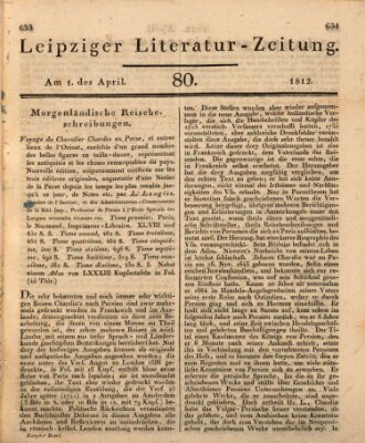 Leipziger Literaturzeitung Mittwoch 1. April 1812