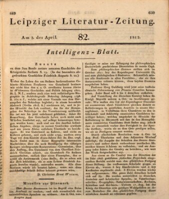 Leipziger Literaturzeitung Freitag 3. April 1812