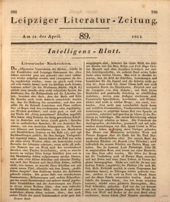 Leipziger Literaturzeitung Samstag 11. April 1812