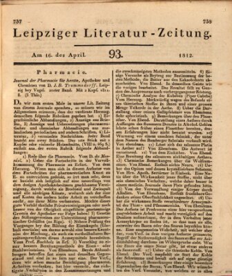 Leipziger Literaturzeitung Donnerstag 16. April 1812