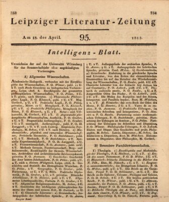 Leipziger Literaturzeitung Samstag 18. April 1812