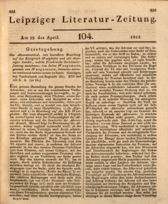 Leipziger Literaturzeitung Mittwoch 29. April 1812