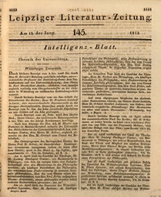 Leipziger Literaturzeitung Samstag 13. Juni 1812