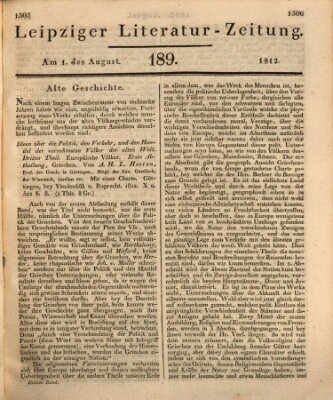 Leipziger Literaturzeitung Samstag 1. August 1812