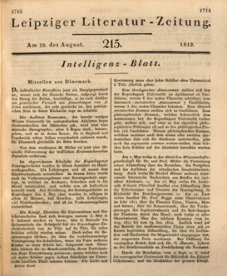 Leipziger Literaturzeitung Samstag 29. August 1812