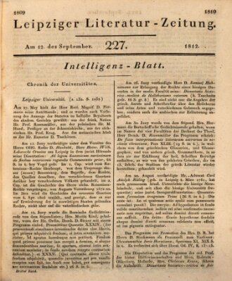 Leipziger Literaturzeitung Samstag 12. September 1812