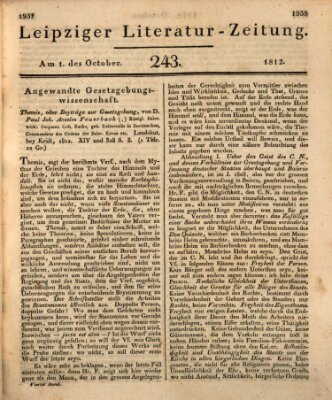 Leipziger Literaturzeitung Donnerstag 1. Oktober 1812