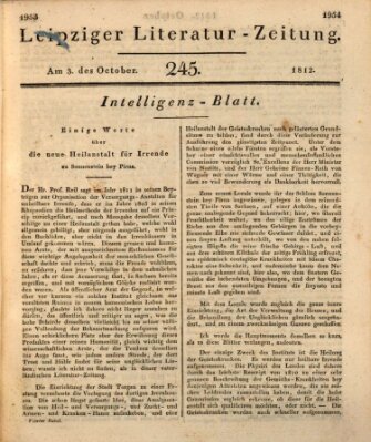 Leipziger Literaturzeitung Samstag 3. Oktober 1812