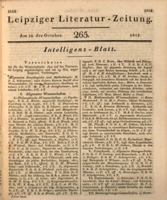 Leipziger Literaturzeitung Samstag 24. Oktober 1812