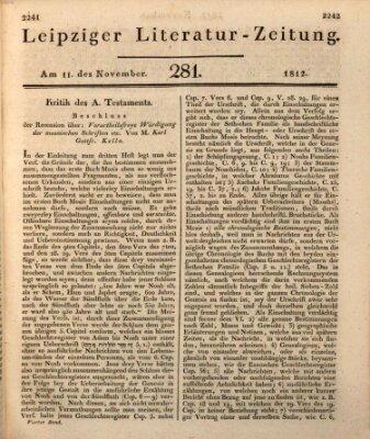 Leipziger Literaturzeitung Mittwoch 11. November 1812