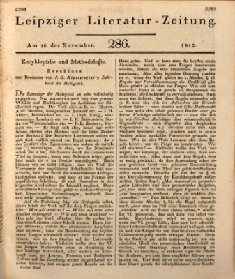 Leipziger Literaturzeitung Montag 16. November 1812