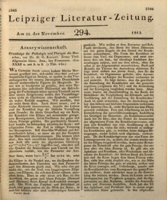 Leipziger Literaturzeitung Mittwoch 25. November 1812