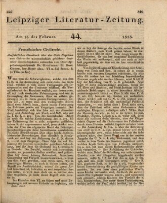 Leipziger Literaturzeitung Montag 15. Februar 1813