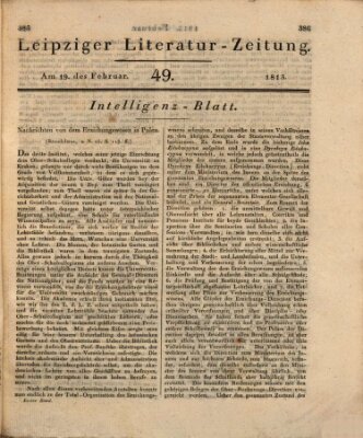 Leipziger Literaturzeitung Freitag 19. Februar 1813