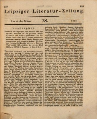 Leipziger Literaturzeitung Dienstag 23. März 1813