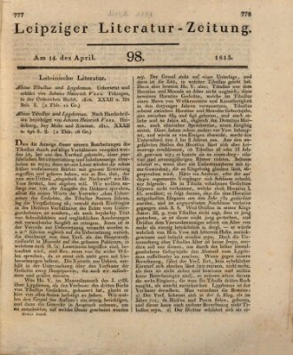 Leipziger Literaturzeitung Mittwoch 14. April 1813