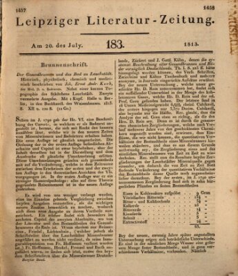 Leipziger Literaturzeitung Dienstag 20. Juli 1813