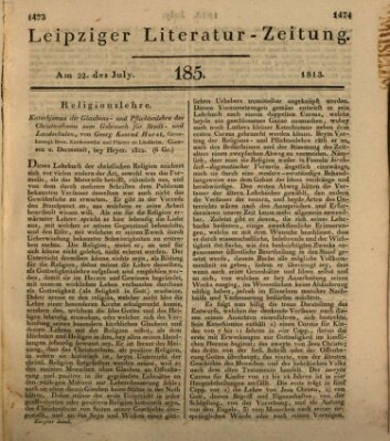 Leipziger Literaturzeitung Donnerstag 22. Juli 1813