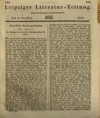 Leipziger Literaturzeitung Dienstag 27. Juli 1813