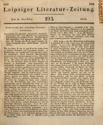 Leipziger Literaturzeitung Samstag 31. Juli 1813