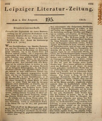 Leipziger Literaturzeitung Dienstag 3. August 1813