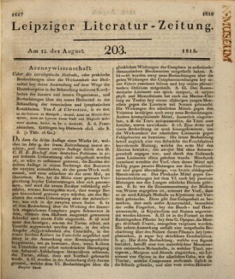 Leipziger Literaturzeitung Donnerstag 12. August 1813
