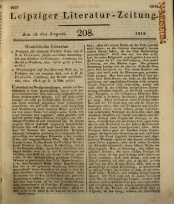 Leipziger Literaturzeitung Mittwoch 18. August 1813