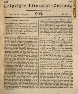 Leipziger Literaturzeitung Donnerstag 19. August 1813