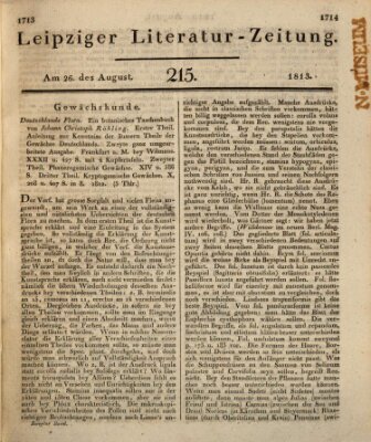 Leipziger Literaturzeitung Donnerstag 26. August 1813