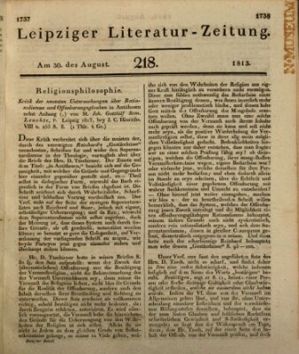 Leipziger Literaturzeitung Montag 30. August 1813