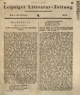 Leipziger Literaturzeitung Mittwoch 5. Januar 1814