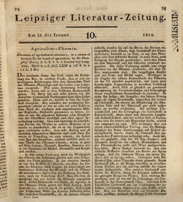 Leipziger Literaturzeitung Mittwoch 12. Januar 1814