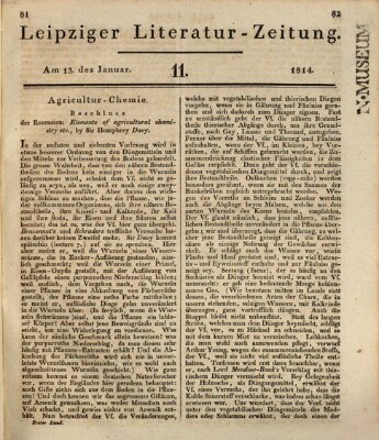 Leipziger Literaturzeitung Donnerstag 13. Januar 1814