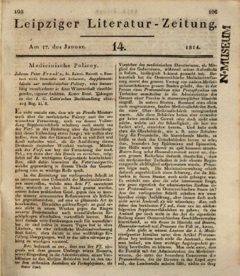 Leipziger Literaturzeitung Montag 17. Januar 1814