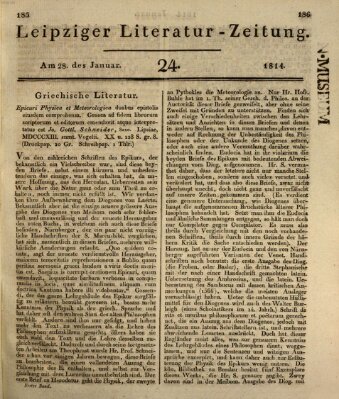 Leipziger Literaturzeitung Freitag 28. Januar 1814