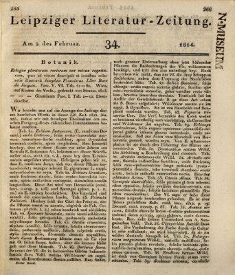 Leipziger Literaturzeitung Mittwoch 9. Februar 1814